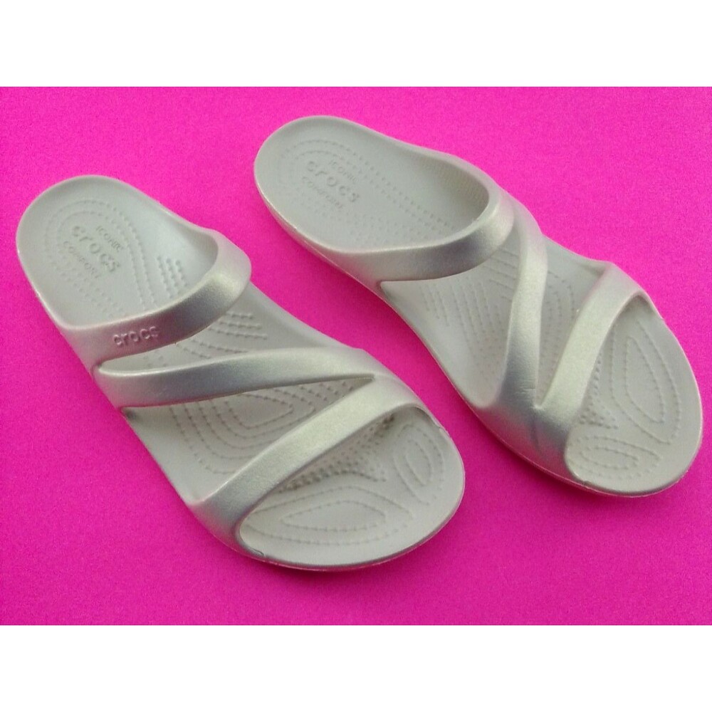 Iconic Crocos Comfort Women's Cream White Arched Rubber Slip On Sandals Size 7W